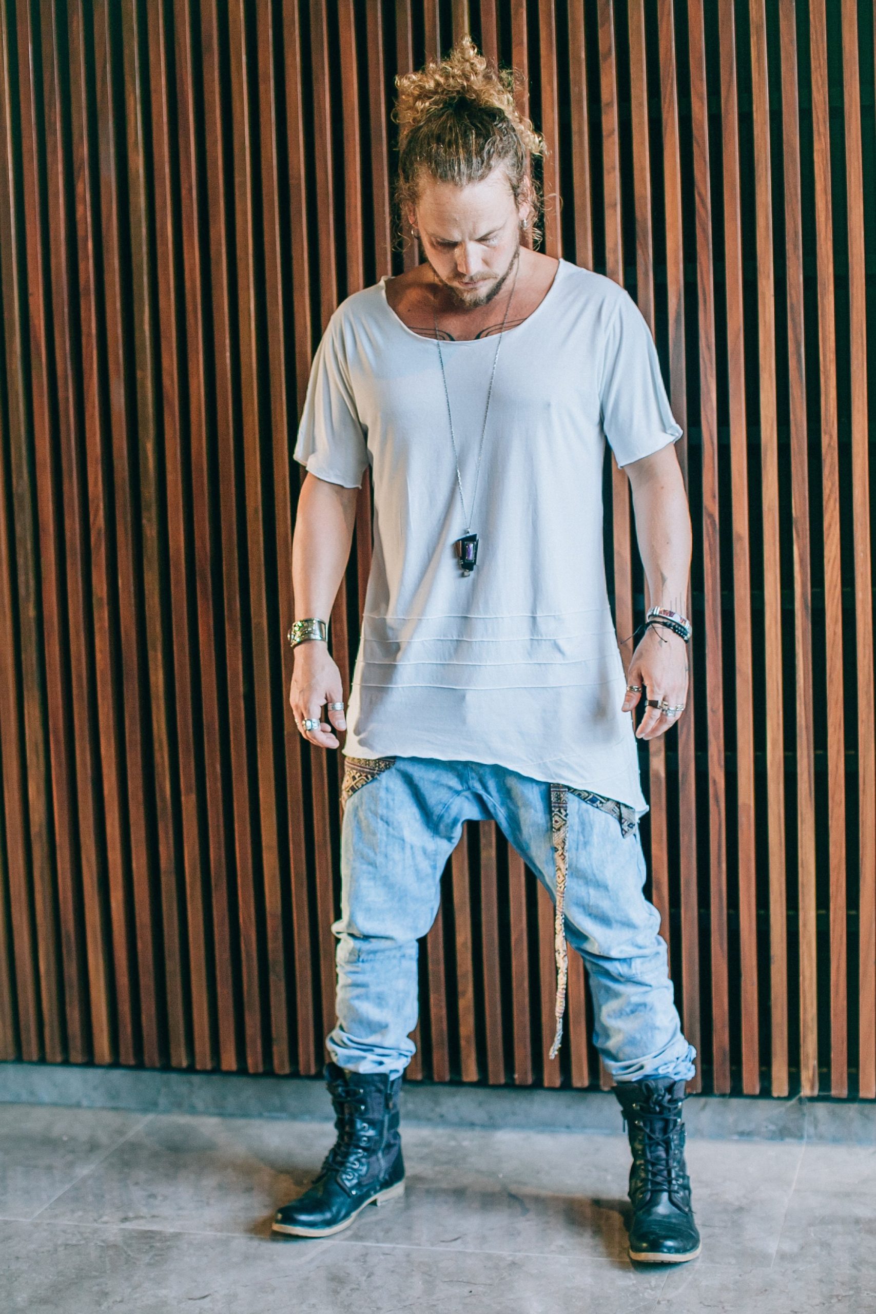 Asymmetric Bamboo Tshirt: Deep Vneck Festival Top