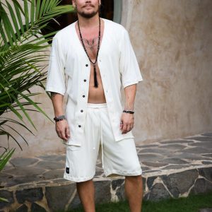 Boho Cotton Shirt: Men's Ibiza Style Tulum Top