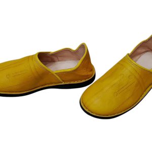 Bright Yellow Moroccan Leather Babouche Handmade Traditional Slippers