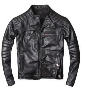 Cafe Racer Sheepskin Leather Jacket: Moto Biker Style