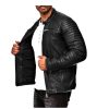 Men's Black Sheepskin Leather Cafe Racer Jacket Tn5bk