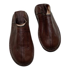 Blue Moroccan Leather Babouche Unisex Handmade Traditional Shoes