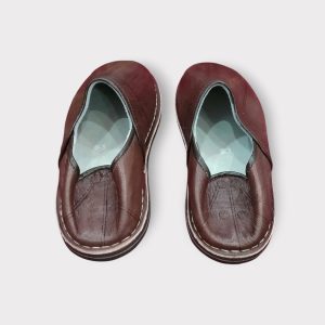 Rich Dark Brown Moroccan Leather Babouche Handmade Traditional
